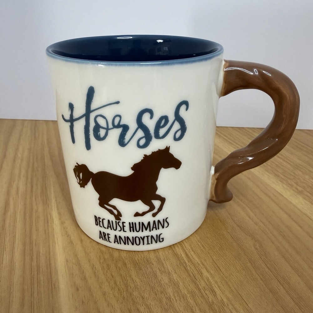 Cracker Barrel Horses Horsetail Handle Funny Coffee Mug Tea Cup 16oz‎